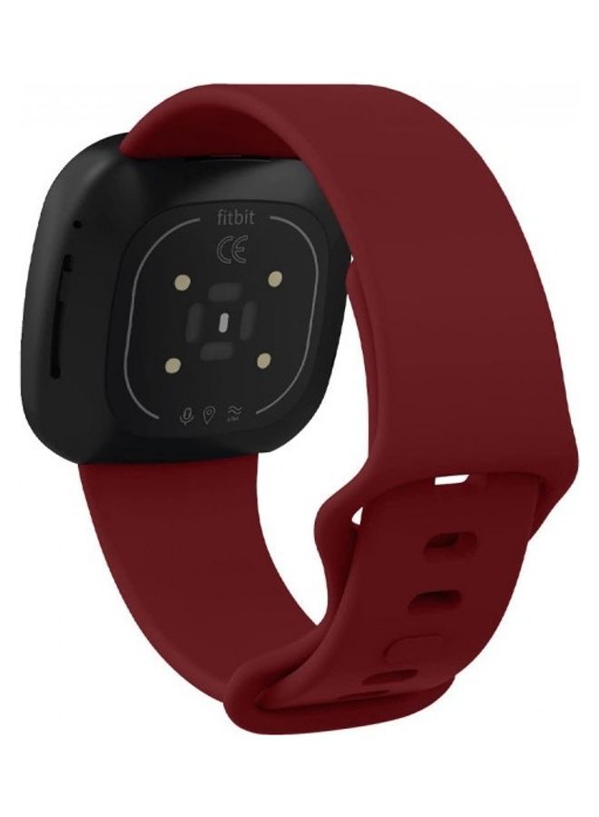 NIBEMINENT 2-Pack Fitbit Versa 3 / Sense Smart Watch Replacement Silicone Band - Black/Wine Red Wine Red/Black - Image 2