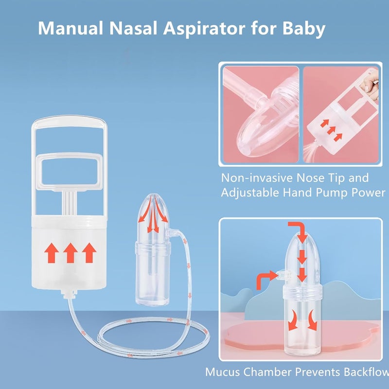 IYYI Nasal Aspirator for Baby Baby Nose Sucker Booger Sucker with Hand Pump and NonInvasive Tip to Clear Clogged Passages and Boogers Translucent White Standard - Image 3