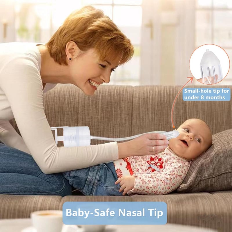 IYYI Nasal Aspirator for Baby Baby Nose Sucker Booger Sucker with Hand Pump and NonInvasive Tip to Clear Clogged Passages and Boogers Translucent White Standard - Image 4