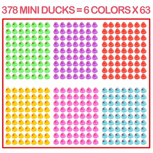 Maliweg 378Pack Mini Rubber Ducks Set Mini Colorful Rubber Duckies Bath Toy for ChildFloat Squeak Tiny Ducks Pool Toy Set for Kids Party FavorsBirthday Party SuppliesPrize Rewards - Image 5