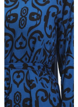 Sefa Merve Patterned Belted Viscose Dress 0469-07 Saks  - Image 4