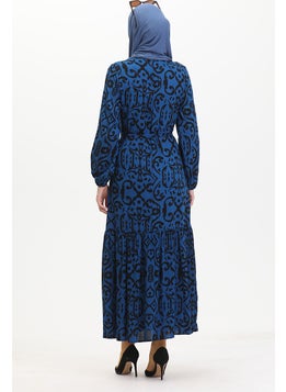 Sefa Merve Patterned Belted Viscose Dress 0469-07 Saks  - Image 5