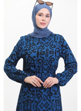 Sefa Merve Patterned Belted Viscose Dress 0469-07 Saks  - Image 3