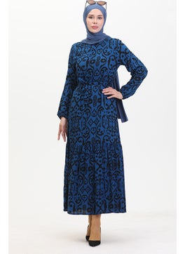 Sefa Merve Patterned Belted Viscose Dress 0469-07 Saks  - Image 2