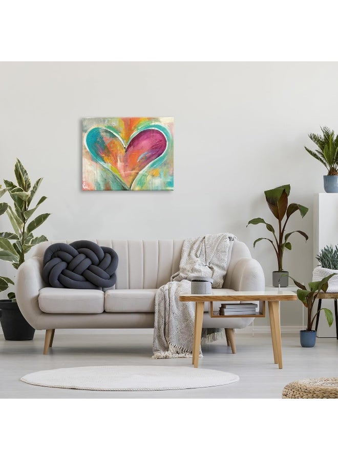 Stupell Industries Stupell Industries Abstract Colorful Textural Heart Painting Canvas Wall Art Design By Artist Kami Lerner 24 x 30 Gallery Wrapped Canvas  - Image 2
