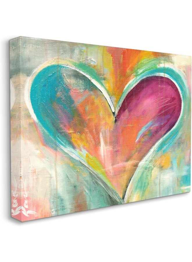 Stupell Industries Stupell Industries Abstract Colorful Textural Heart Painting Canvas Wall Art Design By Artist Kami Lerner 24 x 30 Gallery Wrapped Canvas  - Image 3