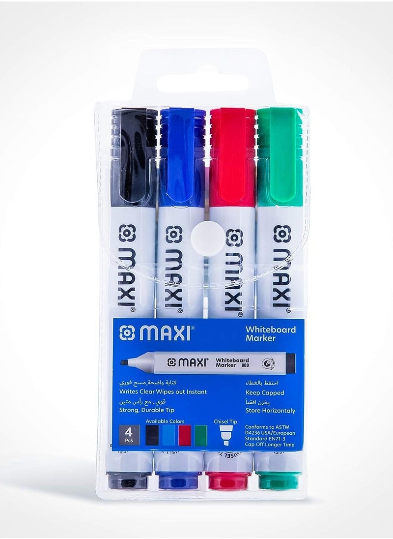 Maxi 4-Piece Dry Erase Whiteboard Marker Multicolour  - Image 1