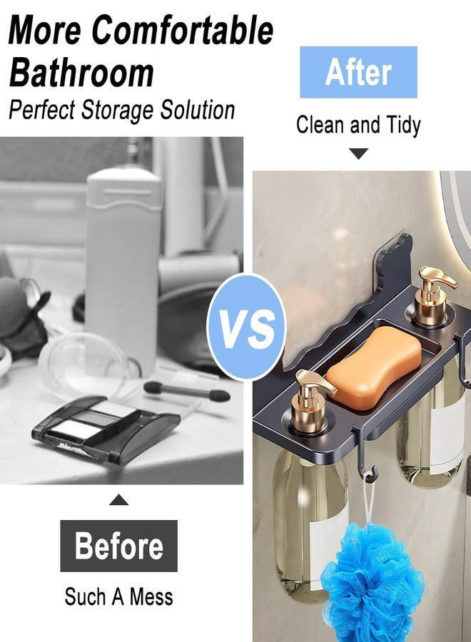 HMIEPRS Shampoo and Conditioner Dispenser, Drill Free Wall Mounted Shower Soap Dispenser, Shampoo Bottle Holder Plastic 3 Chamber for Bathroom Kitchen Toilet - Image 3