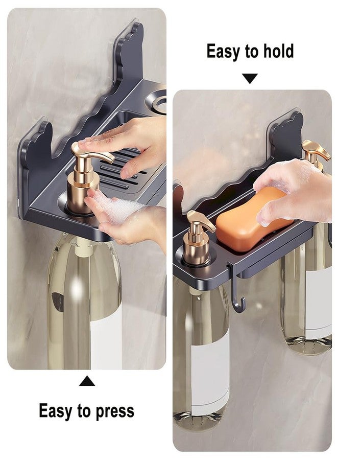 HMIEPRS Shampoo and Conditioner Dispenser, Drill Free Wall Mounted Shower Soap Dispenser, Shampoo Bottle Holder Plastic 3 Chamber for Bathroom Kitchen Toilet - Image 2