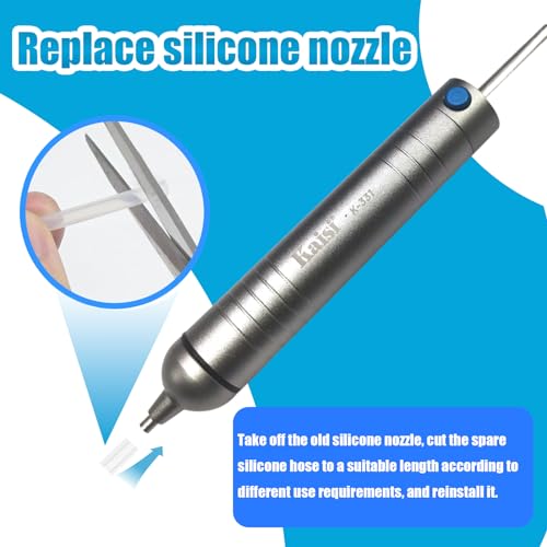 Kaisi Solder Sucker No Clog Desoldering Pump with Powerful Vacuum Suction Replaceable Heat Resistant Silicone Tube for Cooperate Soldering and Desolder Gun Iron Tool Conduct Solder Removing - Image 5
