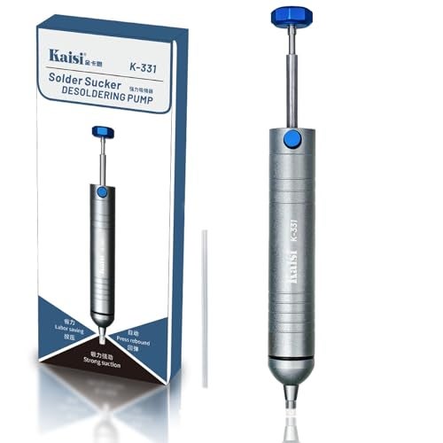Kaisi Solder Sucker No Clog Desoldering Pump with Powerful Vacuum Suction Replaceable Heat Resistant Silicone Tube for Cooperate Soldering and Desolder Gun Iron Tool Conduct Solder Removing - Image 1