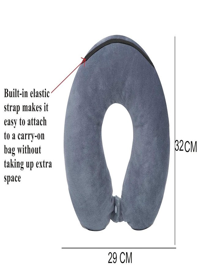 GALV Memory Foam Unisex Neck Travel Comfort Pillow with Gray Sleeping Eye mask Travel Pillow and Accessories for Plane Flight Bus and Office for Men and Women,Memory Foam Pillow (32x29cm)(Gray)(1pcs) - Image 2