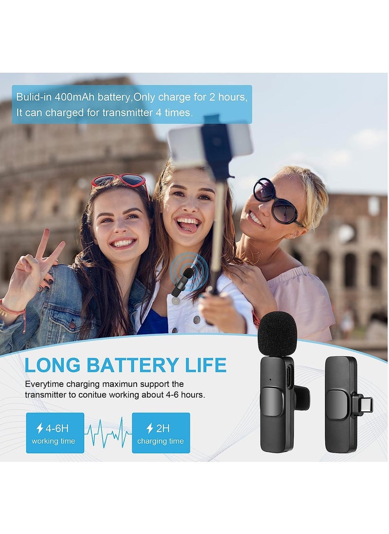 MMG - Wireless Lavalier Microphone for Type-C Phone- Plug-Play 2 Wireless Microphones for USB-C Android Phones Video Recording- Interview- Vlog- Auto Sync and Noise Reduction- 2.4 GHZ with mute function - Image 1