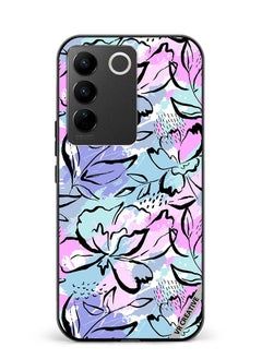 Protective Case Cover For Vivo V27e Abstract Flowers Print Design Multicolour
