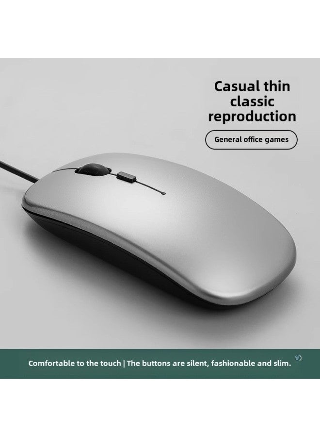 USB Wired Mouse Mute Office Desktop Laptop Business Universal Roller Photoelectric Ergonomic Usb-Color:Gray  Silent on/1.5m Cable Length - Image 2