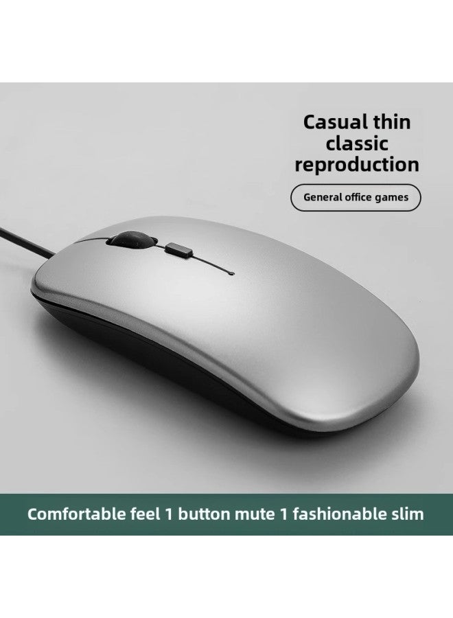 USB Wired Mouse Mute Office Desktop Laptop Business Universal Roller Photoelectric Ergonomic Usb-Color:Gray  Silent on/1.5m Cable Length - Image 1
