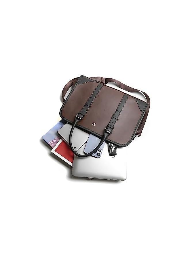 PROMASS Men's Business Handheld Laptop Bag, Multi-functional Briefcase Shoulder Bag for Documents and Files, Suitable for Travel and Vintage Style.  - Image 4