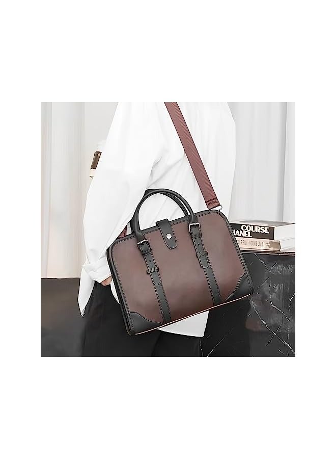 PROMASS Men's Business Handheld Laptop Bag, Multi-functional Briefcase Shoulder Bag for Documents and Files, Suitable for Travel and Vintage Style.  - Image 5