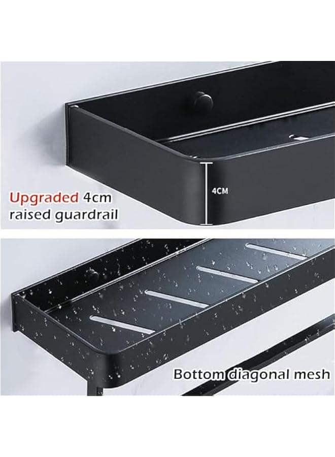 HOOKOR Bathroom Shelf with Towel Bar, Wall Mounted Shower Storage Organizer Holder Rack, Floating Shelf for Bathroom,Kitchen,Toilet 15.7, Black - Image 4