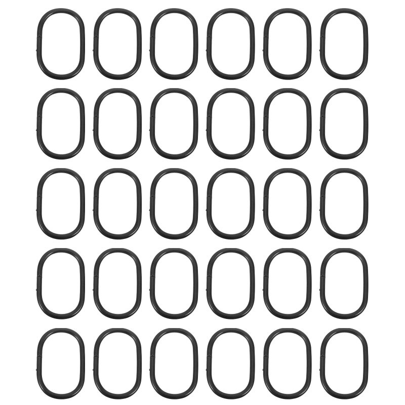 100Pcs Black Oval Shower Curtain Hooks with Smooth Sliding and Secure Hold for Bathroom Use - Image 1