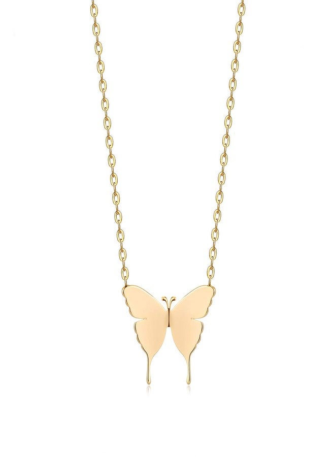 Fettero Butterfly Necklace for Women Gold Pendant Dainty Chain 14K Gold Plated Minimalist Simple Cute Animal Jewelry Gift - Image 1