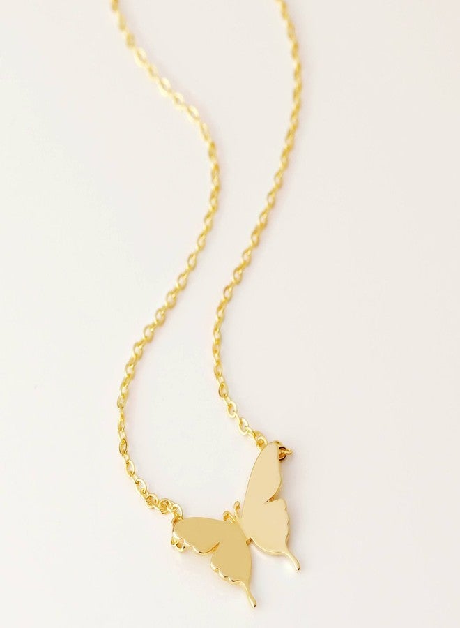 Fettero Butterfly Necklace for Women Gold Pendant Dainty Chain 14K Gold Plated Minimalist Simple Cute Animal Jewelry Gift - Image 4
