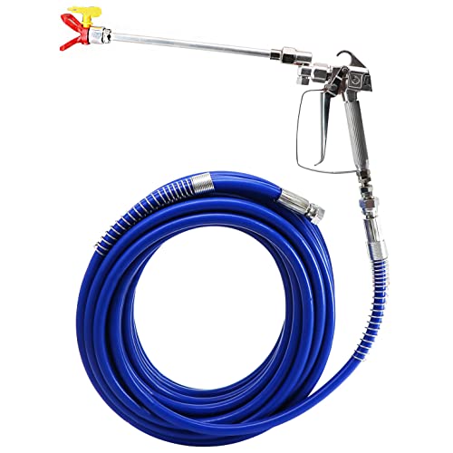 Tektall Airless Paint Spray Gun and 50 Feet Hose Swivel Joint Tool Kit with 118 Extension Rod PoleIncluding Tip Guard and 517 Tip3600 PSI High Pressure - Image 1