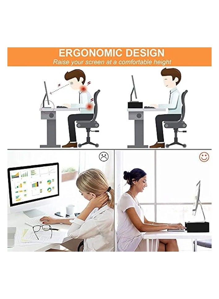 erorex Monitor Stand Riser, Desk Organizer for Laptop Computer, Wood Monitor Stand for Printer, PC, Save Space Laptop Stand Desk for Home and Office Use, White - Image 4