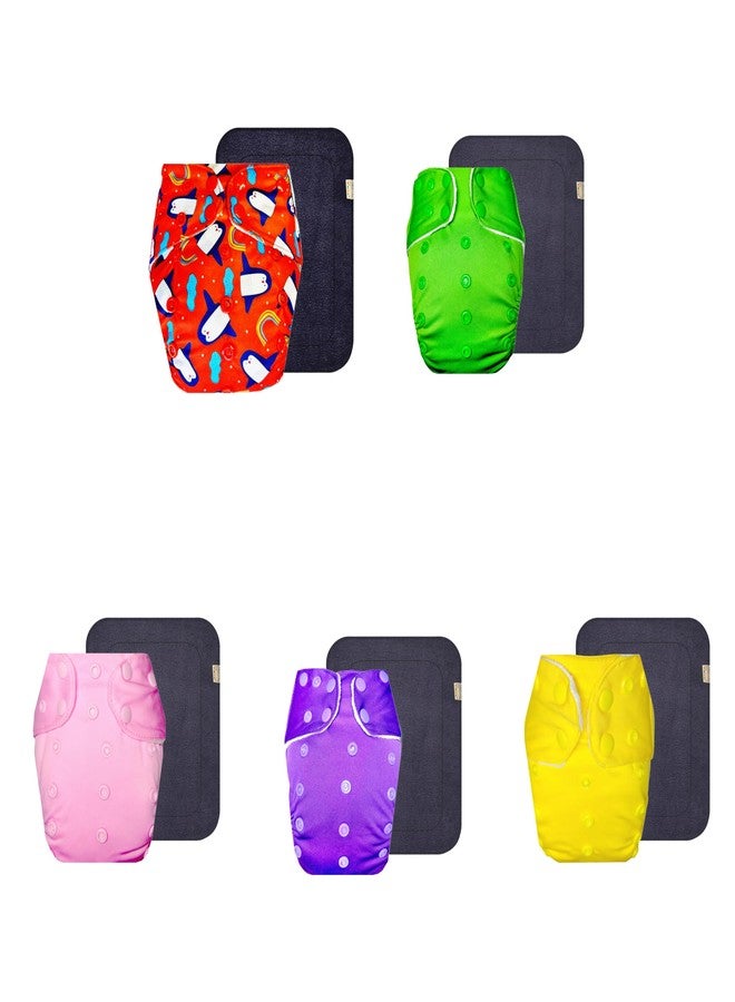 Dumbledo Premium Cloth Diaper with Gray Insert (Pack of 5) | Hypoallergenic | Breathable | Easy to Clean | Everyday Diapering Essential | 3 Months - 3 Years | Unisex Baby - Image 1