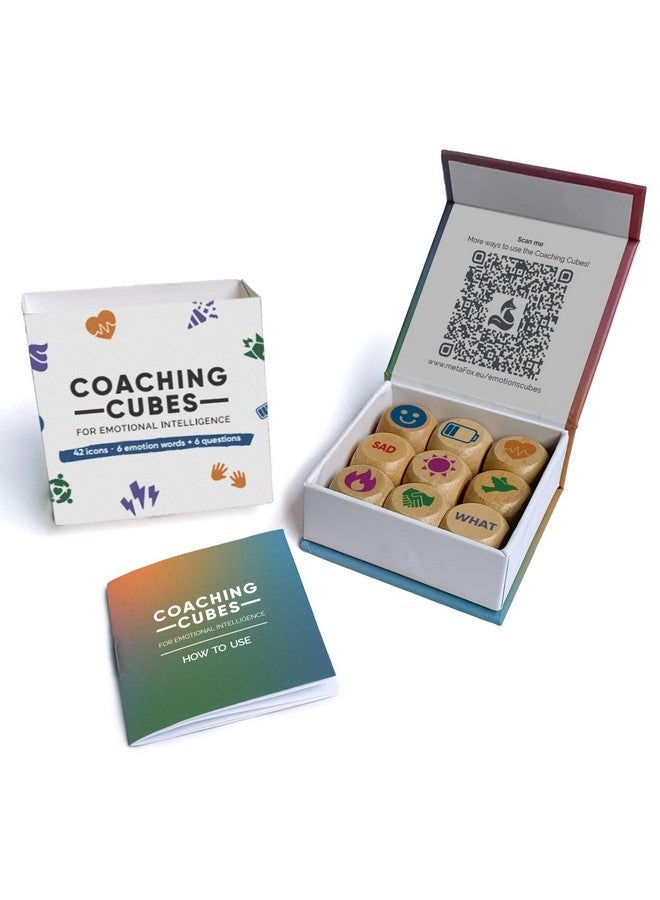 metaFox Coaching Cubes for Emotional Intelligence - 9 cubes with Coaching Questions for Emotion, Personal Development - Use as Therapy Tools, Story Cubes, Conversation Cubes, Therapy Games - Image 1