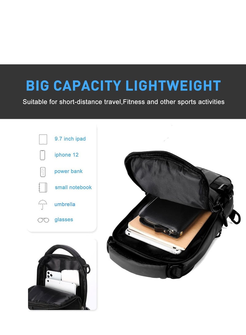 SOLARAE Sling Bag For Men Shoulder Crossbody, Backpack Waterproof Gadget Organizer Chest Bag For Travel Bag Anti-Theft Side Chest Bag With USB Charging Port & External Mobile Zipper Pocket. - Image 3