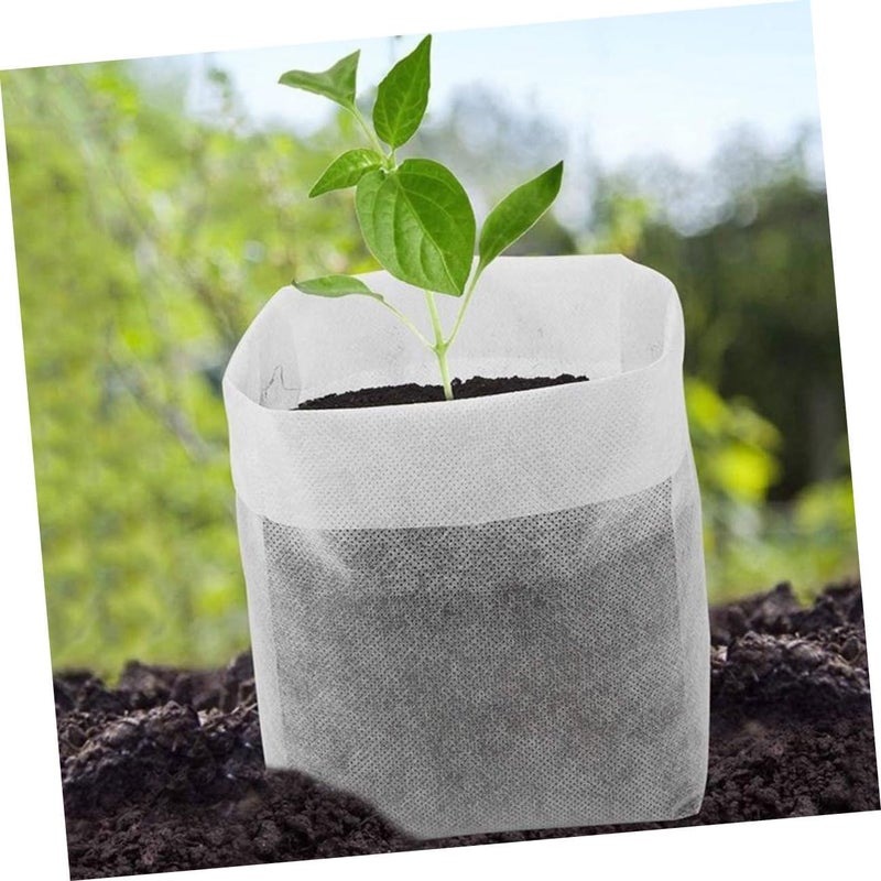 KICHOUSE 100pcs Non-Woven Fabric Planting Grow Bags for Vegetable and Flower Nursery, 8x10cm Portable Garden Plant Storage Planters, Breathable Planting Pouches for Seedlings and Mushrooms - Image 4