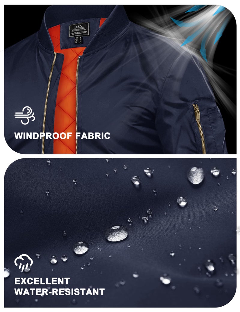 TACVASEN Men's Jackets-Bomber Jacket Fall Winter Warm Windbreaker Full Zip Casual Padded Coats - Image 2