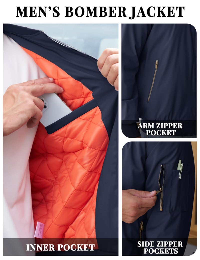TACVASEN Men's Jackets-Bomber Jacket Fall Winter Warm Windbreaker Full Zip Casual Padded Coats - Image 5