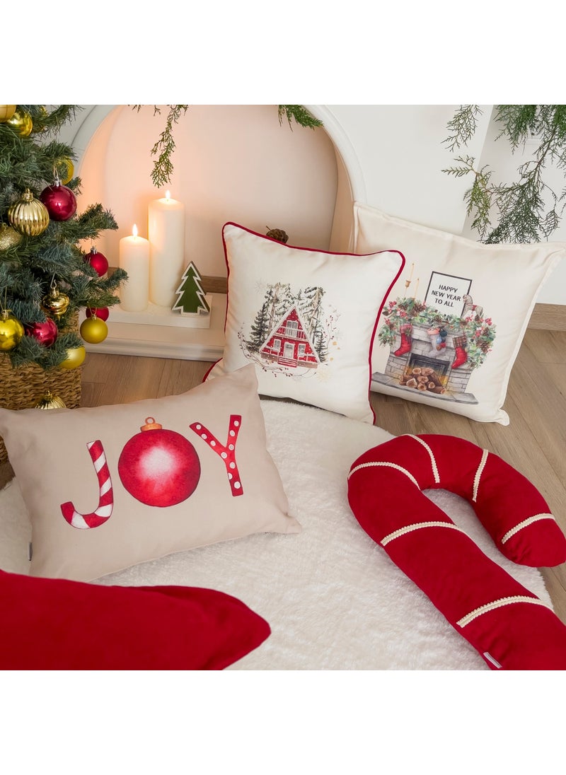Ritmo Home Winter New Year Set of 3 Throw Pillow Covers with Piping  - Image 5