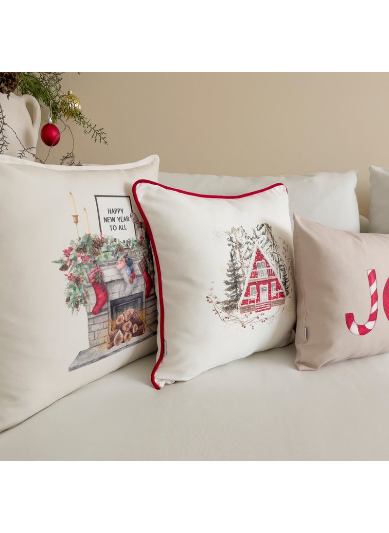 Ritmo Home Winter New Year Set of 3 Throw Pillow Covers with Piping  - Image 3