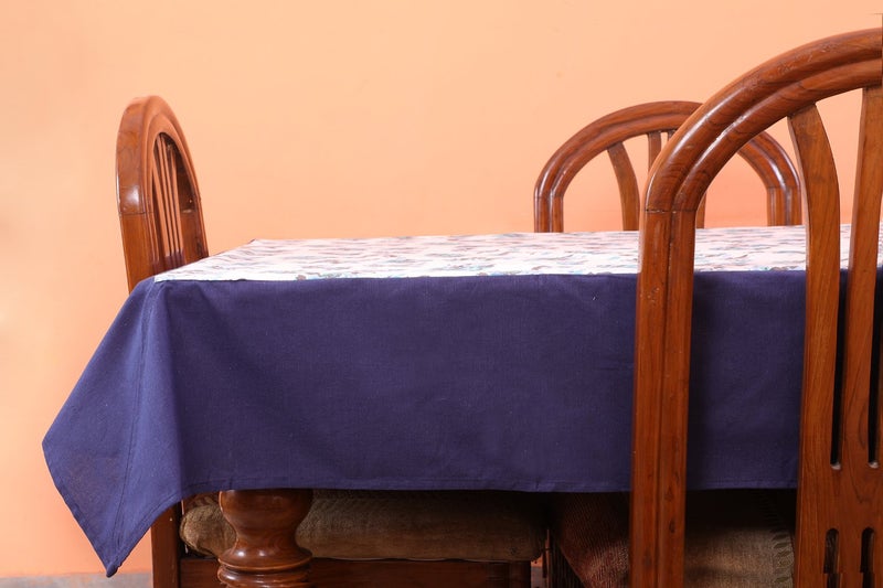 Dekor World Floral Printed Blue Table Cover with Place Mat (Pack of 9) - Image 2