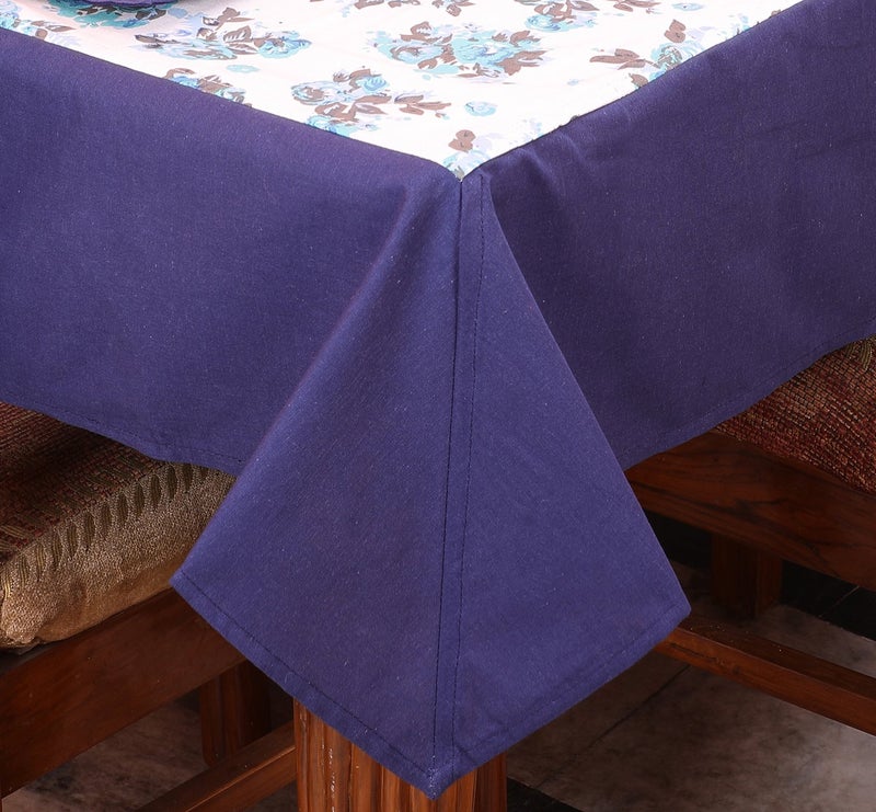 Dekor World Floral Printed Blue Table Cover with Place Mat (Pack of 9) - Image 3