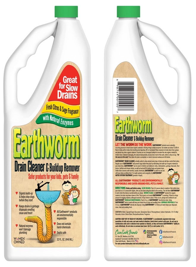 Earthworm منظف مصارف إيرث ديرم - مزيل الانسدادات - فاتح/مزيل روائح المصارف - إنزيمات طبيعية، آمن للعائلات، صديق للبيئة - 32 أونصة سائلة - Image 3