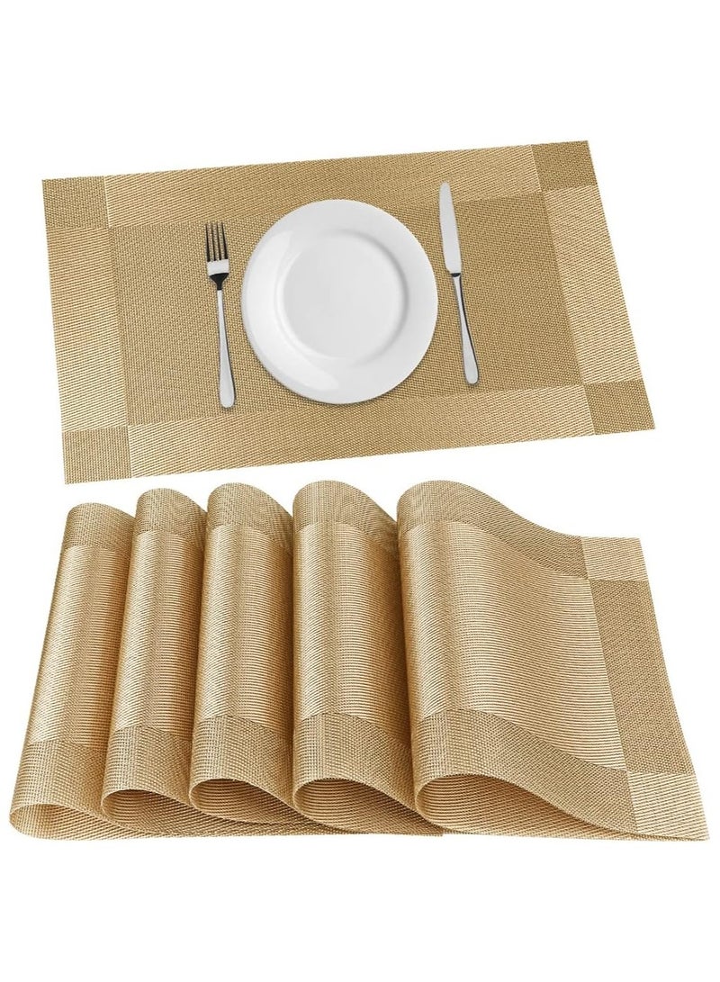 Placemats Kitchen Dining Table,Vinyl Dining Table Decorative Placemats,Heat-Resistant ,Non-Slip ,Washable PVC  Place Mats, Easy to Cleaning Woven Vinyl Dinner Mats (6 Pack)  - Image 1