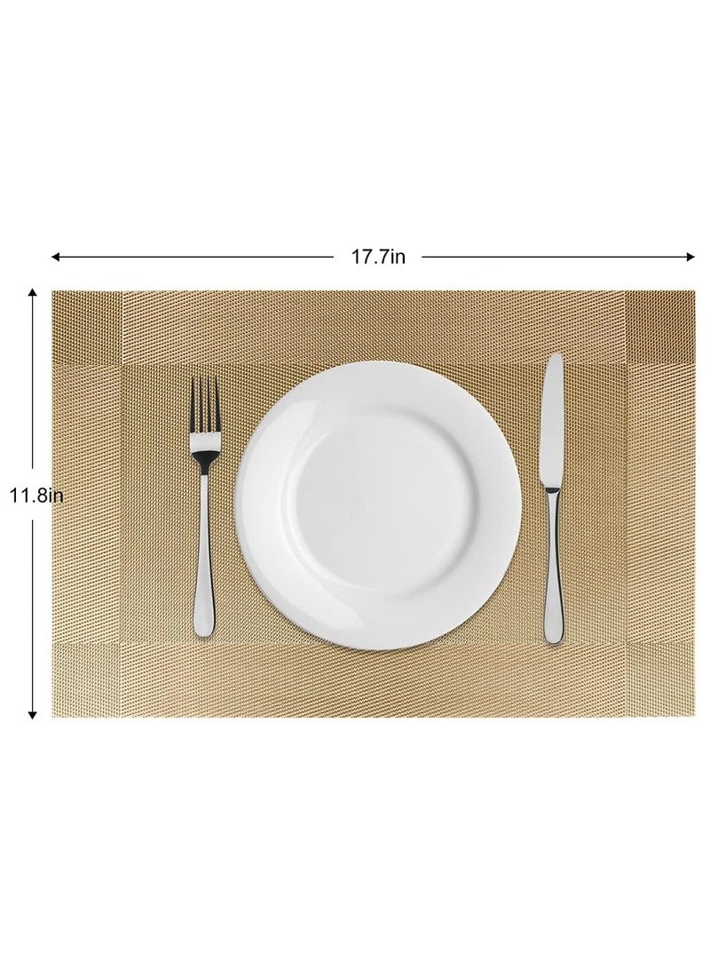 Placemats Kitchen Dining Table,Vinyl Dining Table Decorative Placemats,Heat-Resistant ,Non-Slip ,Washable PVC  Place Mats, Easy to Cleaning Woven Vinyl Dinner Mats (6 Pack)  - Image 2