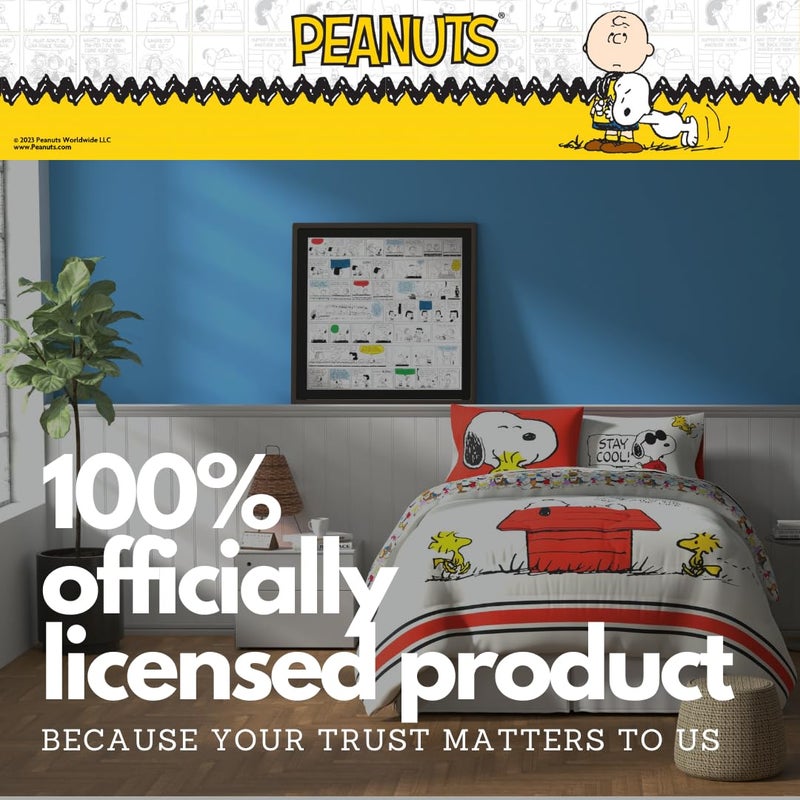 Franco Peanuts & Snoopy Classic Pals Super Soft Comforter and Sheet Set, 5 Piece Queen Size, (Official Licensed Product) Collectibles - Image 5