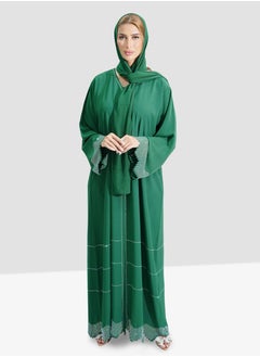 Women's Emerald Green Abaya made of Nida Fabrics