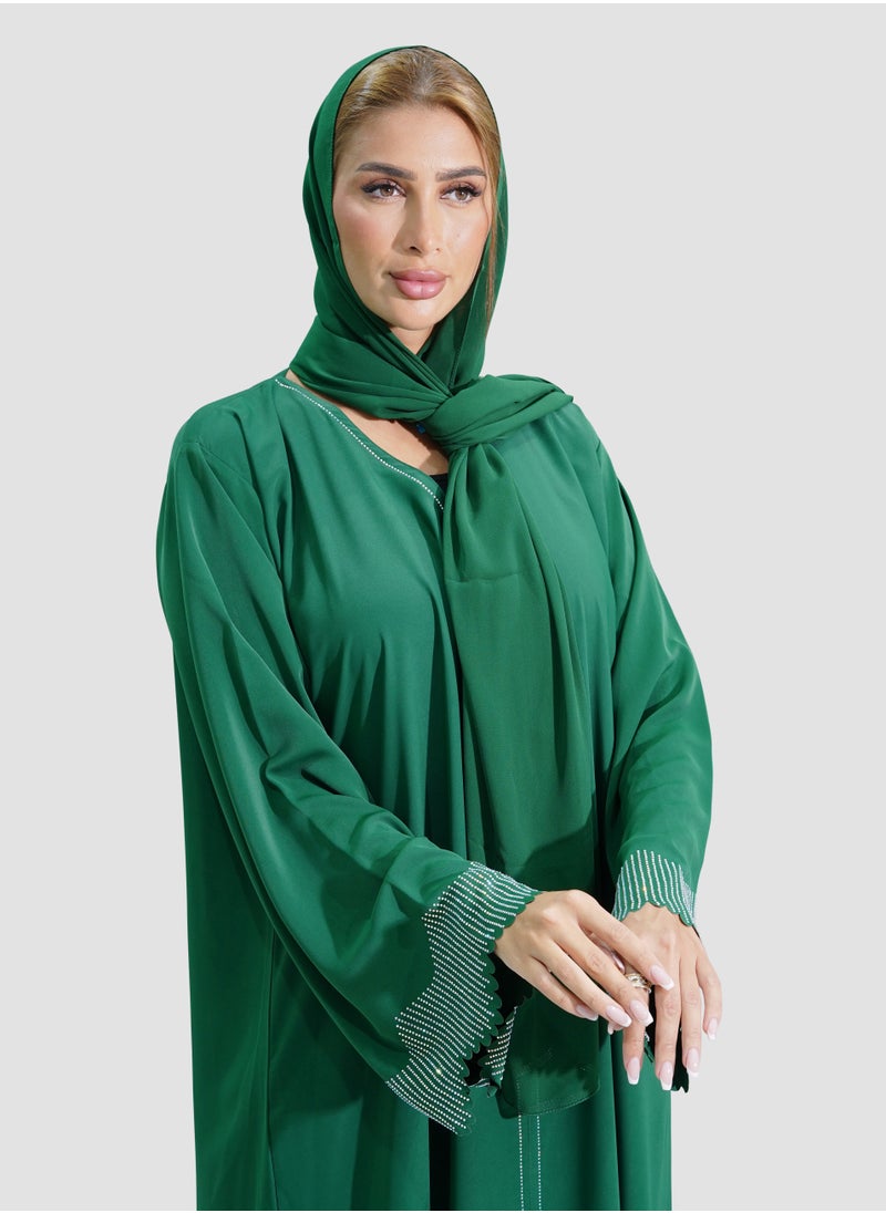 Generic - Women's Emerald Green Abaya made of Nida Fabrics - Image 1