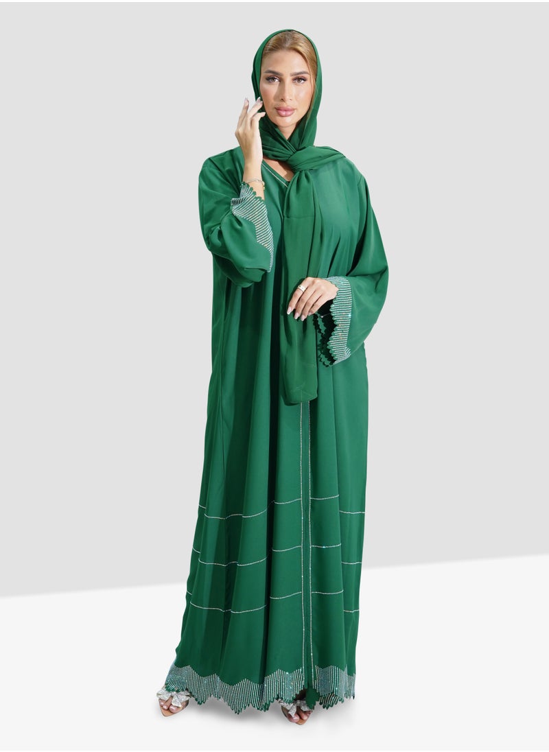 Generic - Women's Emerald Green Abaya made of Nida Fabrics - Image 1