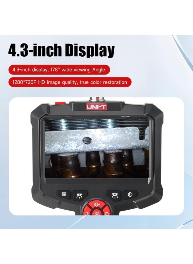UNI-T Handheld Industrial Endoscope Camera with Light, HD Borescope Tools with 8 LED Lights, 70° FOV 4.3" Endoscope with 16.4ft Semi-Rigid Snake Camera, IP67 Waterproof Inspection Borescope, Mechanic Tool - Image 2