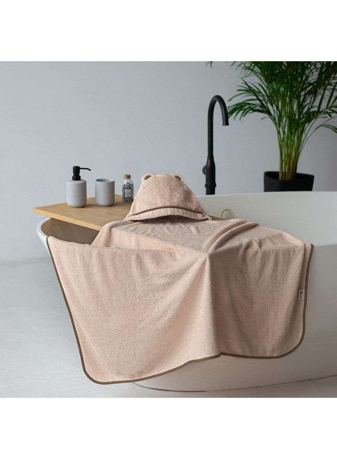 Warm Cuddles منشفة استحمام بيبي دافئة - مصنوعة من الرايون من الخيزران - منشفة بيبي حديثي الولادة مع غطاء - منشفة كبيرة مع غطاء لحديثي الولادة (بيج) - Image 4