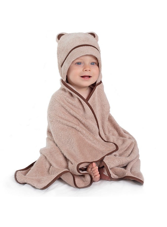 Warm Cuddles منشفة استحمام بيبي دافئة - مصنوعة من الرايون من الخيزران - منشفة بيبي حديثي الولادة مع غطاء - منشفة كبيرة مع غطاء لحديثي الولادة (بيج) - Image 5