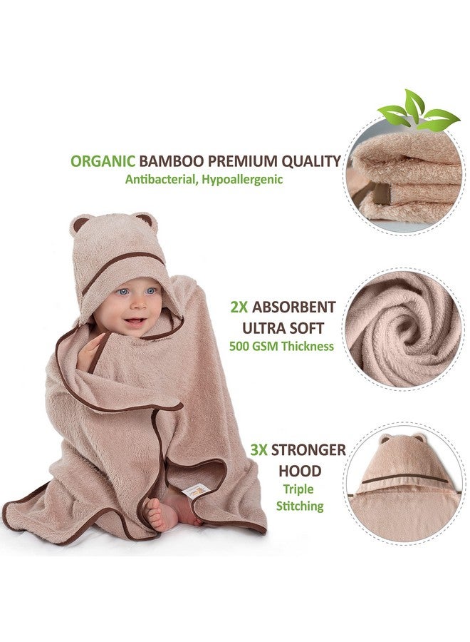 Warm Cuddles منشفة استحمام بيبي دافئة - مصنوعة من الرايون من الخيزران - منشفة بيبي حديثي الولادة مع غطاء - منشفة كبيرة مع غطاء لحديثي الولادة (بيج) - Image 2