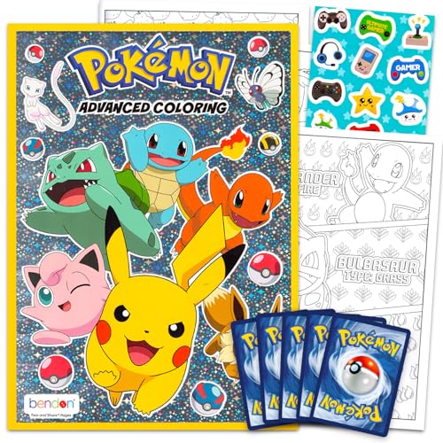 Bendon Pokemon Coloring Book for Kids, Teens - Bundle with Pokemon Advanced Coloring Book Plus Pokemon Cards for Boys | Pokemon Coloring Set - Image 1
